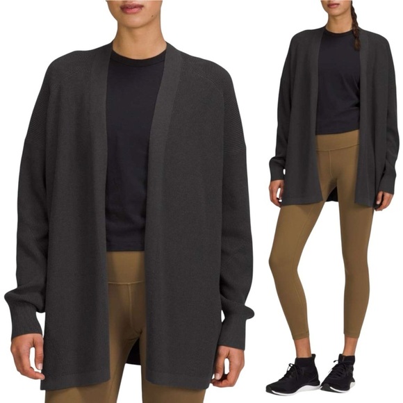 LULULEMON Plus Size Side Slit Cardigan Sweater Wrap in Graphite Grey W3FE5S - Picture 1 of 11
